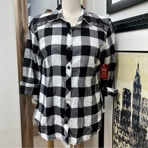 New black plaid large check western shirt.